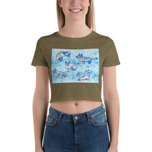 Load image into Gallery viewer, Premium Crop Tee - Foxes in Blue
