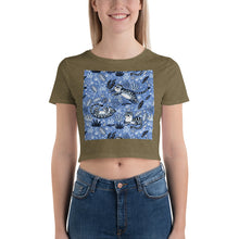 Load image into Gallery viewer, Premium Crop Tee - Silly Tigers in Blue
