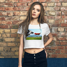 Load image into Gallery viewer, Premium Crop Tee - Cow &amp; Super Dog - Ronz-Design-Unique-Apparel
