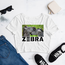 Load image into Gallery viewer, Premium Crop Top Tee - Zebra Friends
