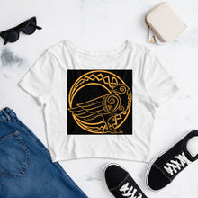 Load image into Gallery viewer, Premium Snug Crop Top - Odin&#39;s Crow on a Crescent Moon
