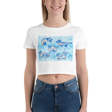 Load image into Gallery viewer, Premium Crop Tee - Foxes in Blue
