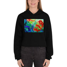 Load image into Gallery viewer, Premium Crop Hoodie - Red Flowers with Blue &amp; Yellow - Ronz-Design-Unique-Apparel
