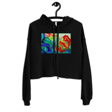 Load image into Gallery viewer, Premium Crop Hoodie - Red Flowers with Blue &amp; Yellow - Ronz-Design-Unique-Apparel
