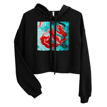 Load image into Gallery viewer, Premium Crop Hoodie - Red Flower with Pale Blue Green - Ronz-Design-Unique-Apparel
