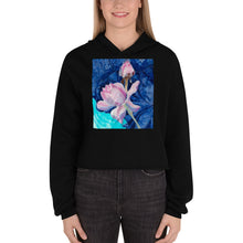 Load image into Gallery viewer, Premium Crop Hoodie - Pink Flower with Blue - Ronz-Design-Unique-Apparel

