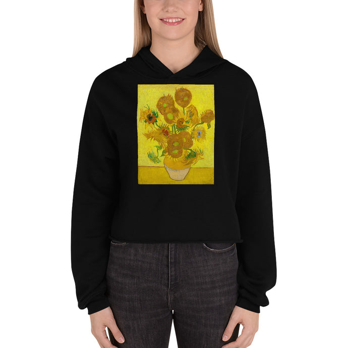 Premium Crop Hoodie - van Gogh: 12 Sunflowers in a Vase - Ronz-Design-Unique-Apparel