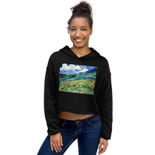 Load image into Gallery viewer, Premium Crop Hoodie - van Gogh: Mountainous Landscape behind St. Pauls Hospital - Ronz-Design-Unique-Apparel
