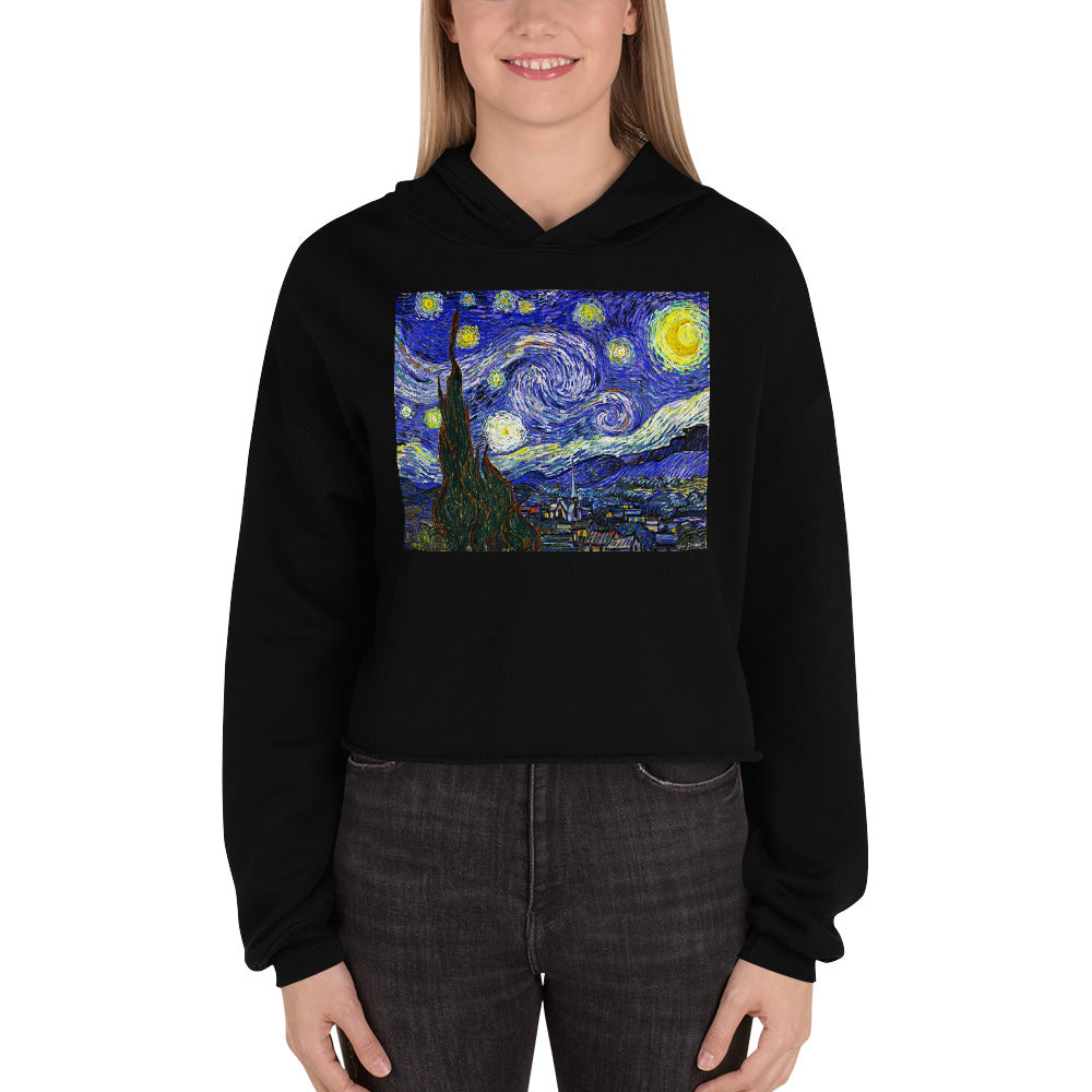 Premium Crop Hoodie - van Gogh: Starry Night - Ronz-Design-Unique-Apparel