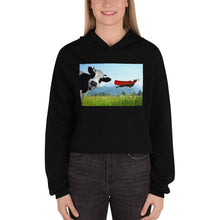 Load image into Gallery viewer, Premium Crop Hoodie - Cow &amp; Super Dog - Ronz-Design-Unique-Apparel
