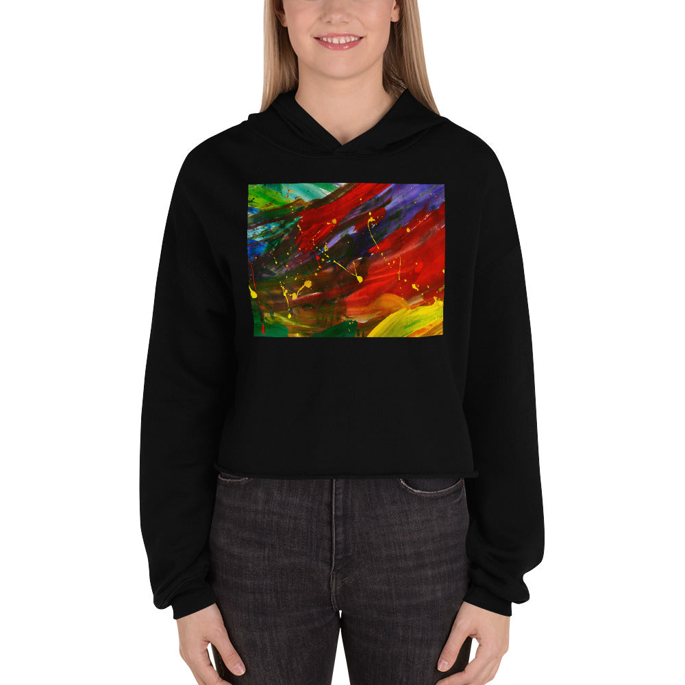 Premium Crop Hoodie - Paint Splatter - Ronz-Design-Unique-Apparel