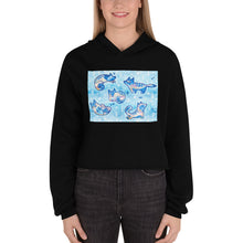 Load image into Gallery viewer, Premium Crop Hoodie - Foxes in Blue
