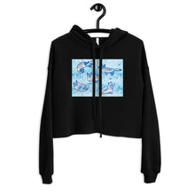 Load image into Gallery viewer, Premium Crop Hoodie - Foxes in Blue
