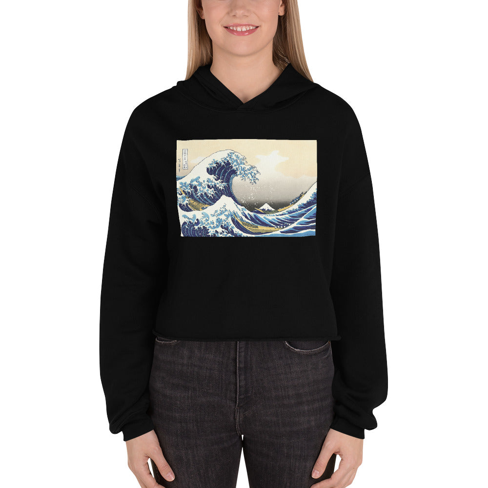 Premium Crop Hoodie - Hokusai: The Great Wave Off Kanagawa