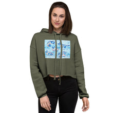 Load image into Gallery viewer, Premium Crop Hoodie - Foxes in Blue
