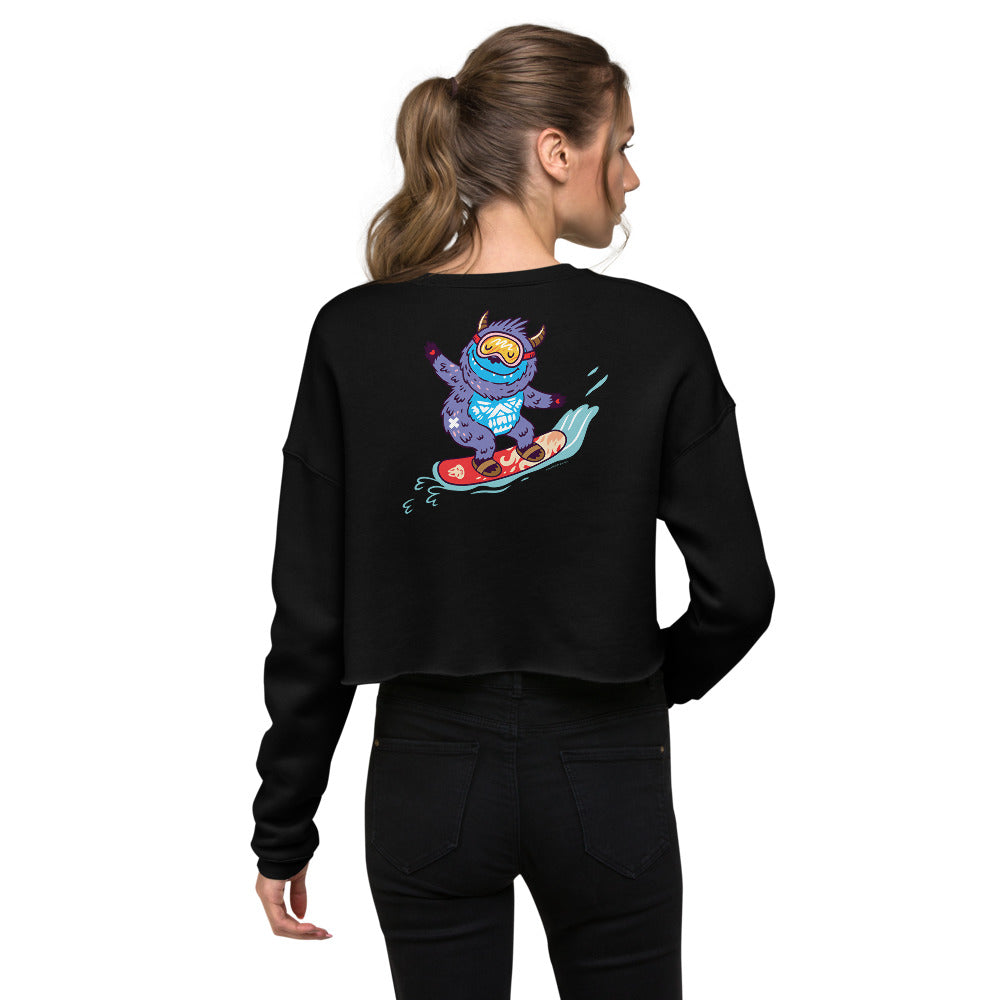 Premium Crop Sweatshirt - Yeti Shredding It! • Print on the BACK!