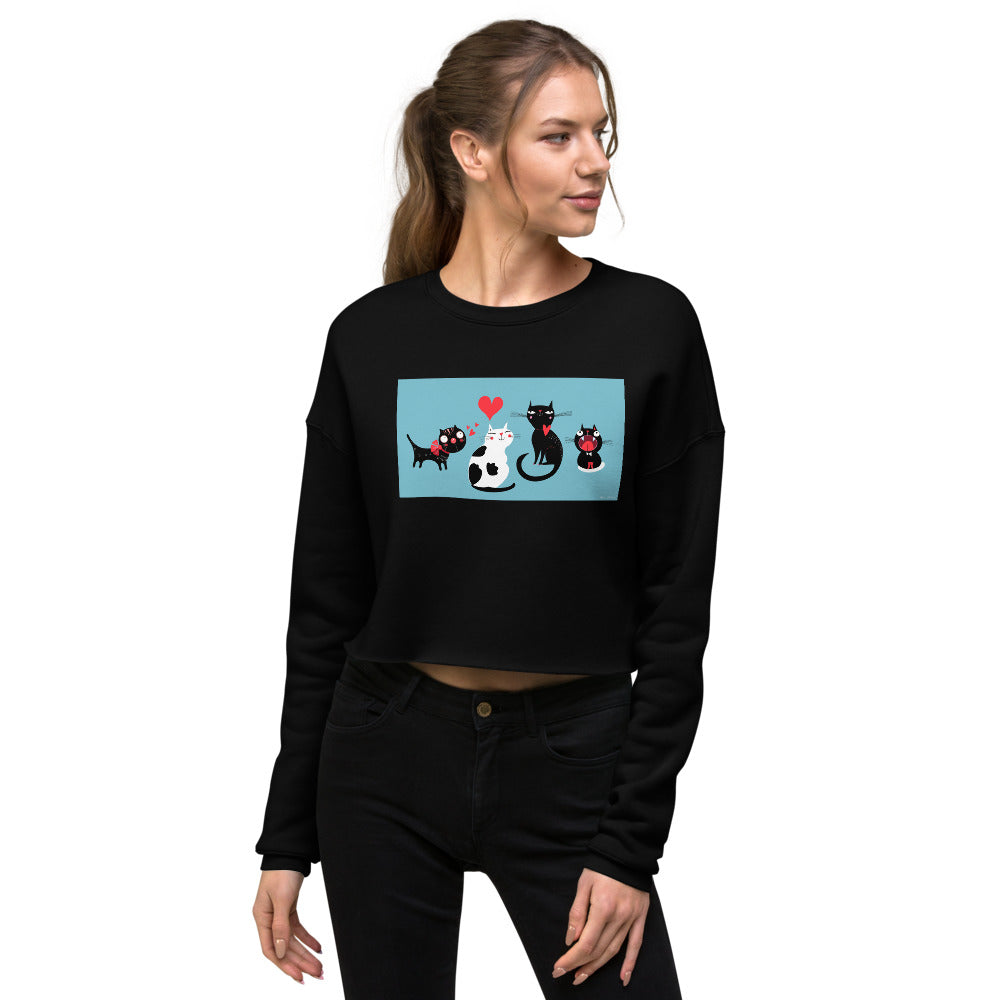 Premium Crop Sweatshirt - Cats In Love - Ronz-Design-Unique-Apparel