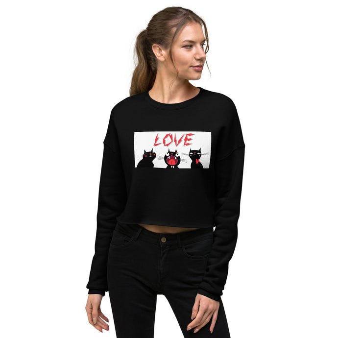 Premium Crop Sweatshirt - Electric Love - Ronz-Design-Unique-Apparel