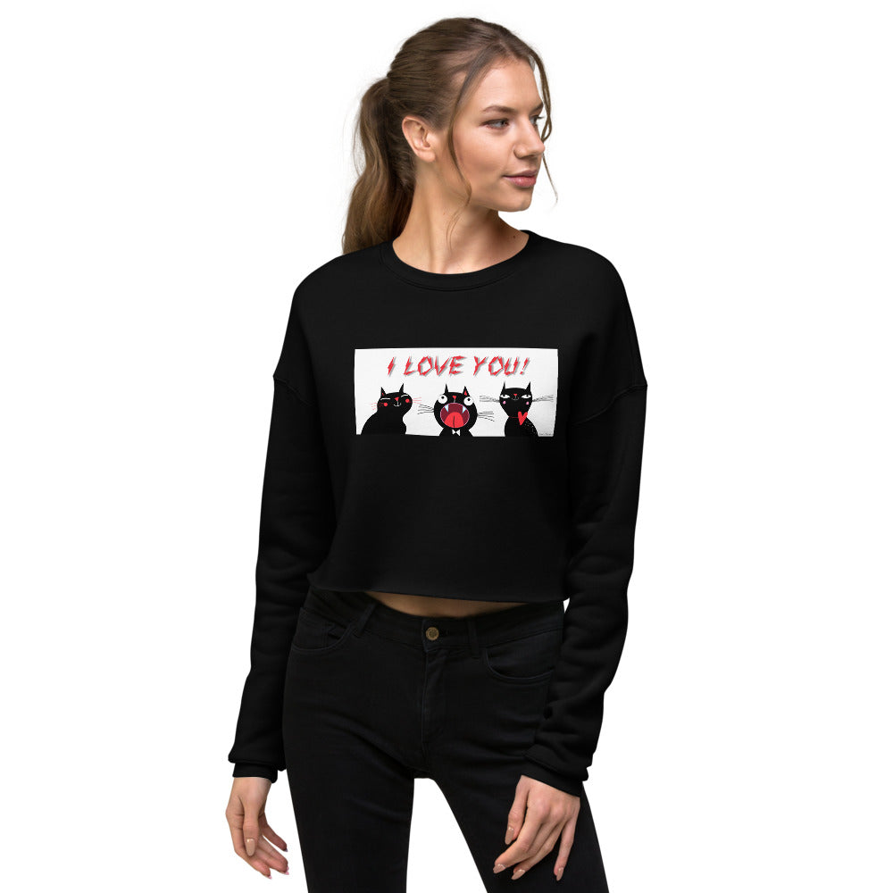 Premium Crop Sweatshirt - I Love You! - Ronz-Design-Unique-Apparel