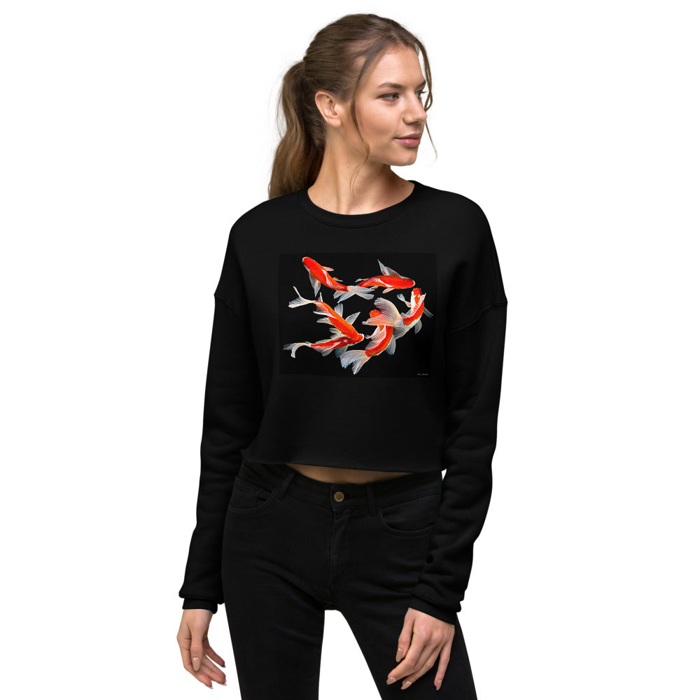 Premium Crop Sweatshirt - Six Koi - Ronz-Design-Unique-Apparel