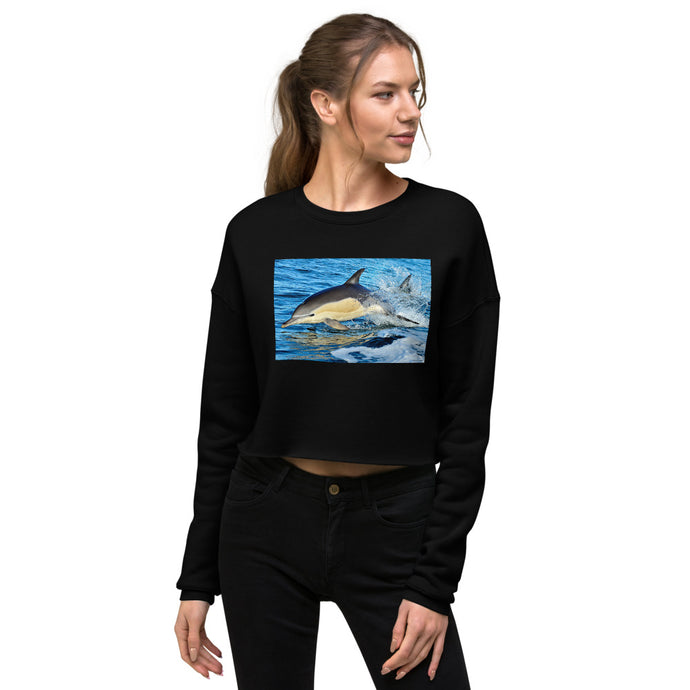 Premium Crop Sweatshirt - Dolphin Splash - Ronz-Design-Unique-Apparel