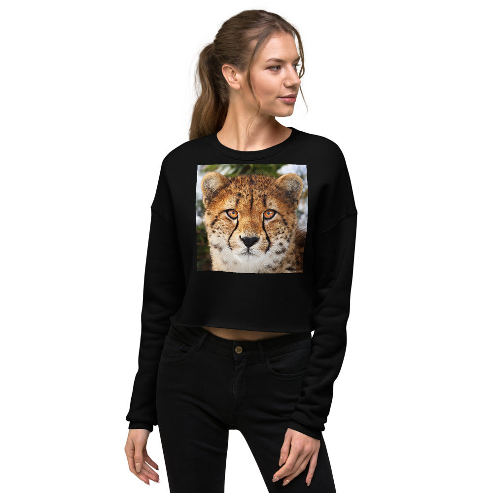 Premium Crop Sweatshirt - Cheetah Stare - Ronz-Design-Unique-Apparel