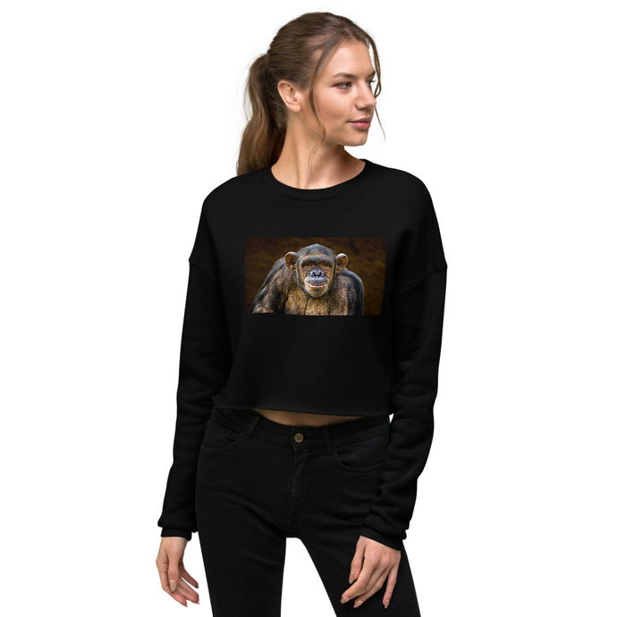 Premium Crop Sweatshirt - Chimpanzee Portrait - Ronz-Design-Unique-Apparel