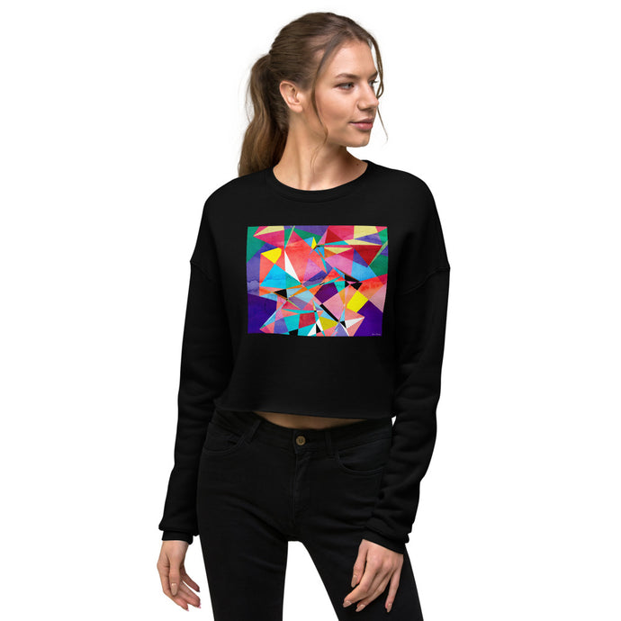 Premium Crop Sweatshirt - Abstract Triangles - Ronz-Design-Unique-Apparel