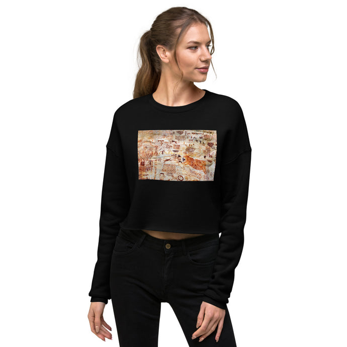 Premium Crop Sweatshirt - Ancient Rock Art - Ronz-Design-Unique-Apparel