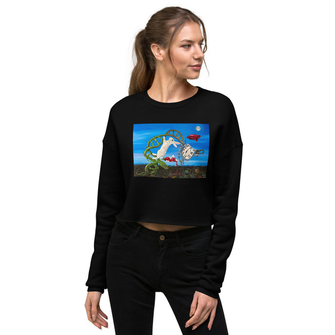 Premium Crop Sweatshirt - Dali Rabbit - Ronz-Design-Unique-Apparel