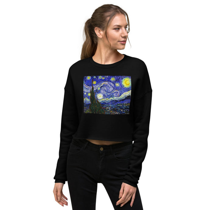 Premium Crop Sweatshirt - van Gogh: Starry Night - Ronz-Design-Unique-Apparel