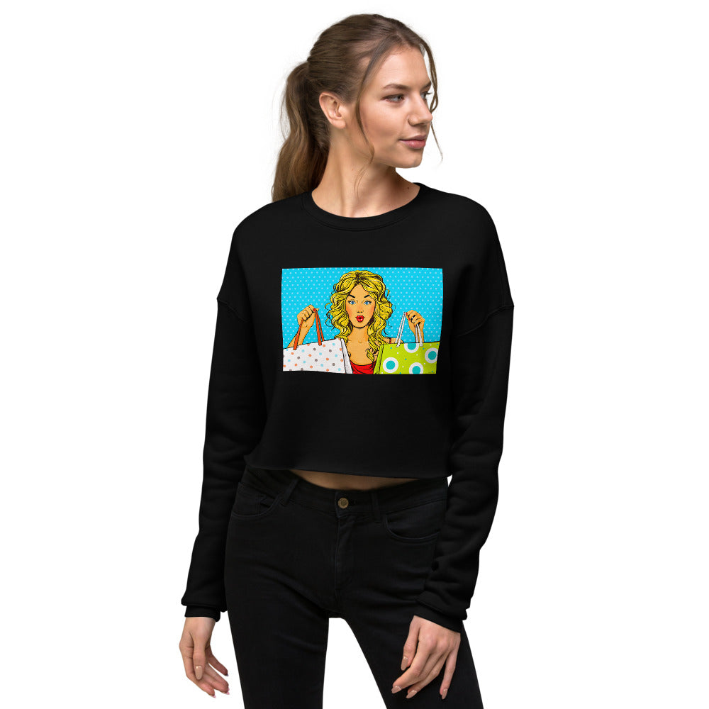 Premium Crop Sweatshirt -  Shop Till You Drop - Ronz-Design-Unique-Apparel