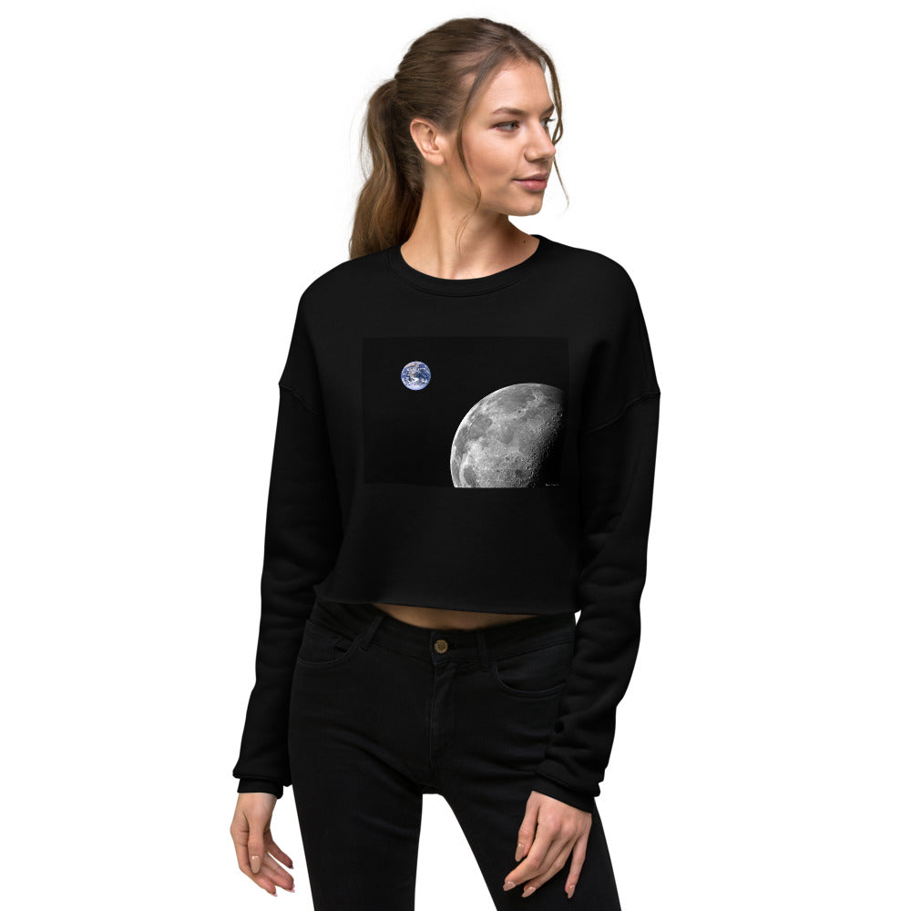Premium Crop Sweatshirt - NASA: Earth & Moon from Space - Ronz-Design-Unique-Apparel