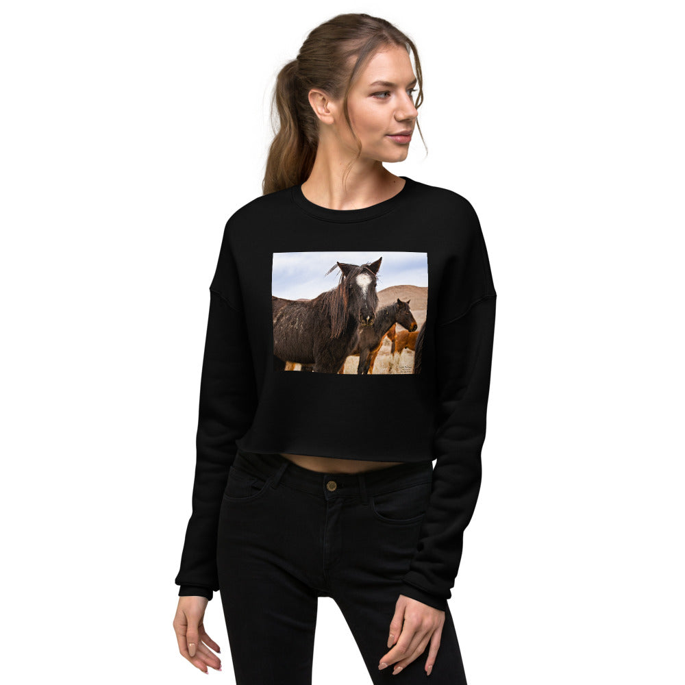Premium Crop Sweatshirt - Wild Mustangs - Ronz-Design-Unique-Apparel