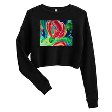 Load image into Gallery viewer, Premium Crop Sweatshirt - Red Flower Watercolor #1 - Ronz-Design-Unique-Apparel
