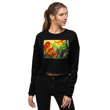Load image into Gallery viewer, Premium Crop Sweatshirt - Red Flower Watercolor #3 - Ronz-Design-Unique-Apparel
