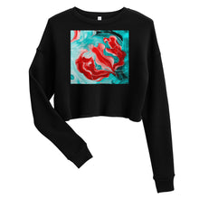 Load image into Gallery viewer, Premium Crop Sweatshirt - Red Flower Watercolor #4 - Ronz-Design-Unique-Apparel
