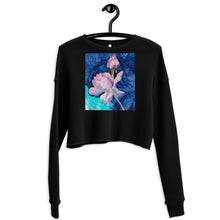 Load image into Gallery viewer, Premium Crop Sweatshirt - Pink Flower Watercolor - Ronz-Design-Unique-Apparel
