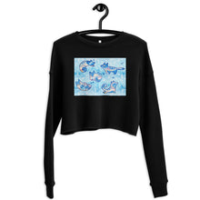 Load image into Gallery viewer, Premium Crop Sweatshirt - Foxes in Blue
