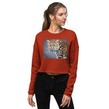 Load image into Gallery viewer, Premium Crop Sweatshirt - Blue Eyed Leopard - Ronz-Design-Unique-Apparel

