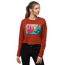 Load image into Gallery viewer, Premium Crop Sweatshirt - Red Flower Watercolor #5 - Ronz-Design-Unique-Apparel

