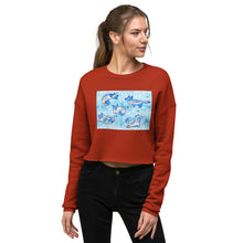 Load image into Gallery viewer, Premium Crop Sweatshirt - Foxes in Blue
