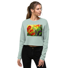 Load image into Gallery viewer, Premium Crop Sweatshirt - Red Flower Watercolor #3 - Ronz-Design-Unique-Apparel
