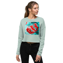Load image into Gallery viewer, Premium Crop Sweatshirt - Red Flower Watercolor #4 - Ronz-Design-Unique-Apparel
