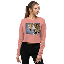 Load image into Gallery viewer, Premium Crop Sweatshirt - Blue Eyed Leopard - Ronz-Design-Unique-Apparel
