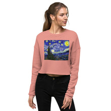 Load image into Gallery viewer, Premium Crop Sweatshirt - van Gogh: Starry Night - Ronz-Design-Unique-Apparel
