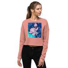 Load image into Gallery viewer, Premium Crop Sweatshirt - Pink Flower Watercolor - Ronz-Design-Unique-Apparel
