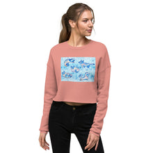 Load image into Gallery viewer, Premium Crop Sweatshirt - Foxes in Blue
