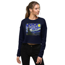 Load image into Gallery viewer, Premium Crop Sweatshirt - van Gogh: Starry Night - Ronz-Design-Unique-Apparel
