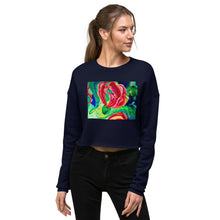 Load image into Gallery viewer, Premium Crop Sweatshirt - Red Flower Watercolor #1 - Ronz-Design-Unique-Apparel
